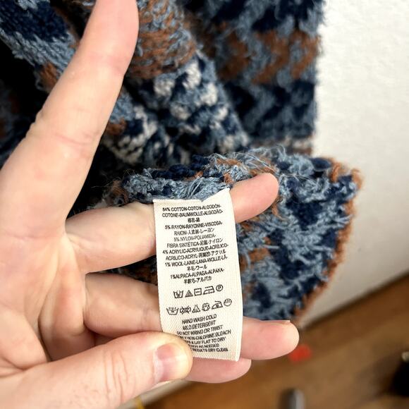 Free People Lona Wrap Cardigan Womens Size Small No Belt Blue Brown White - Picture 7 of 9